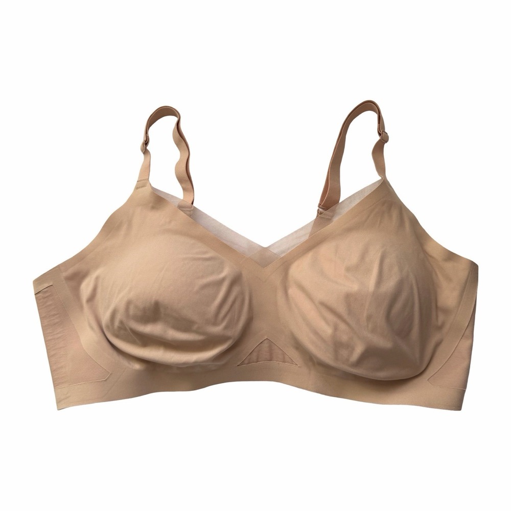 Honeylove Crossover V Veck T-Shirt Bra Size 2X Sand Tan Seamless Full Coverage